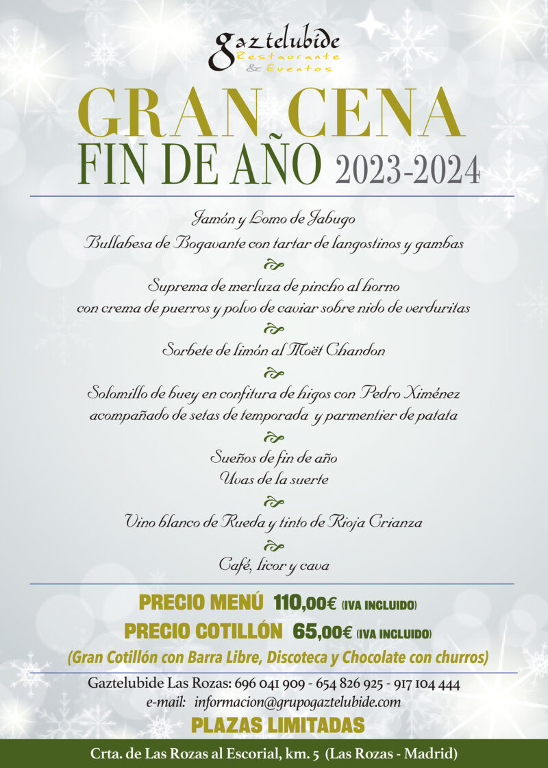 Cena Fin de Año 20232024 Restaurante Gaztelubide